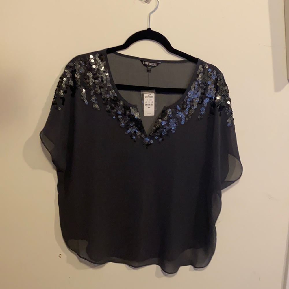 Express sheer top with sequins